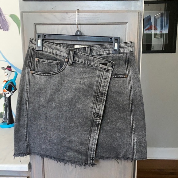 Black Distressed Denim Skirt - Picture 1 of 9